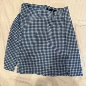 Brandy Melville Blue Gingham/Plaid Skirt with Slits